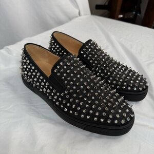 Christian Louboutin Black/Crystal Sv Version Roller 1c1s Flat Shoes